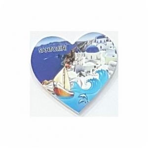 PRINTED POLYRESIN MAGNET - HEART WITH BOAT